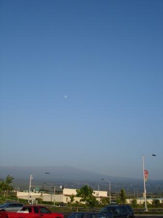 Moon over vog in Kona
